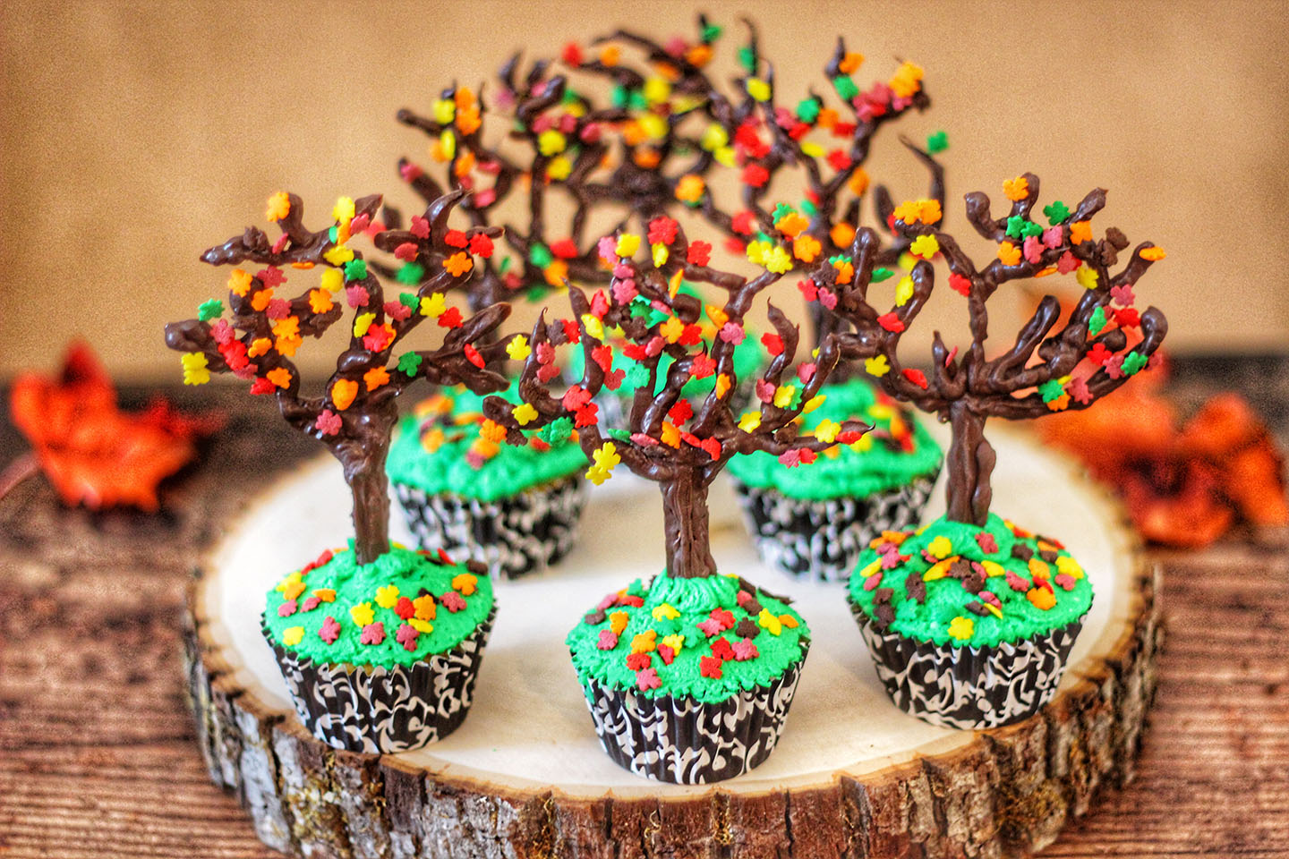 autumn tree cupcakes