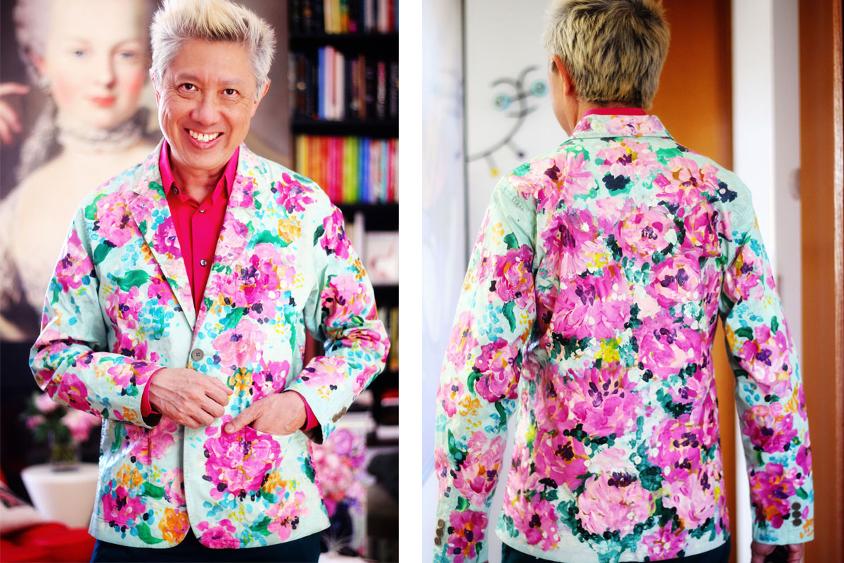 painted floral blazer