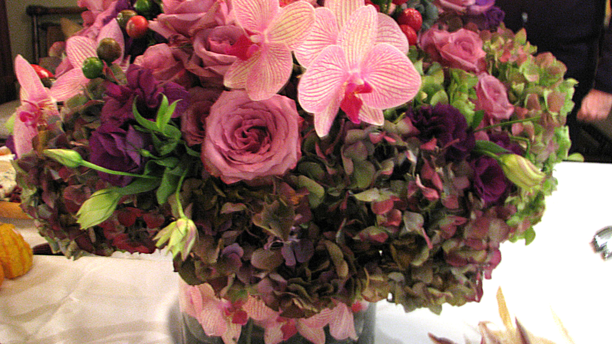 Orchid Lined Vase Floral Arrangement