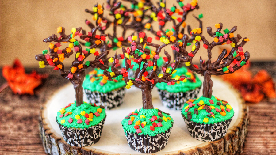 autumn tree cupcakes