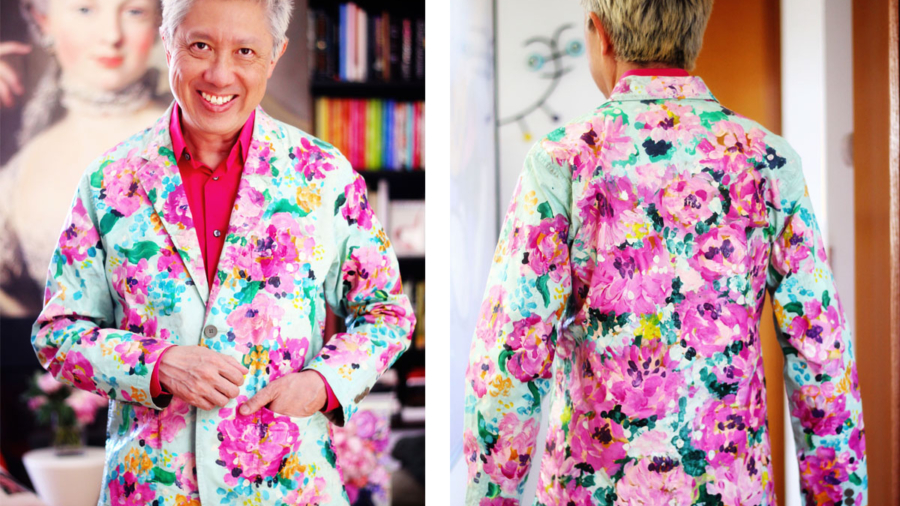 painted floral blazer