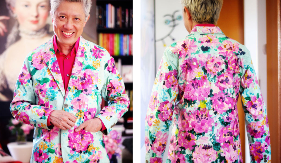 painted floral blazer